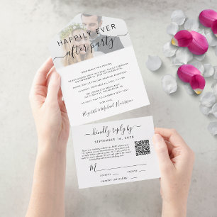 Happily Ever After QR-code fotohuwelijksreceptie All In One Uitnodiging