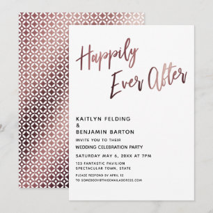 Happily Ever After Roze Gouden Huwelijksreceptie Kaart