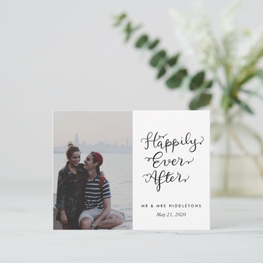 Happily Ever After | Script bruiloft foto Briefkaart (Staand voorkant)