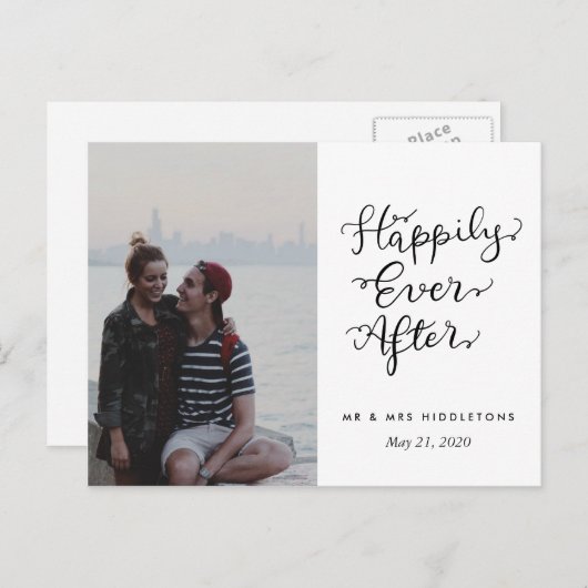 Happily Ever After | Script bruiloft foto Briefkaart (Voorkant / Achterkant)