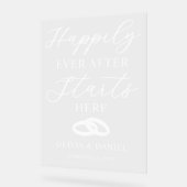 Happily Ever After Starts Here Custom Wedding Acryl Bord (Hoek)