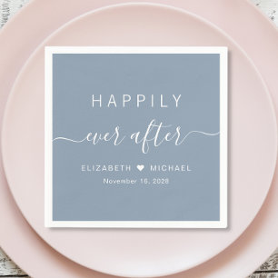 Happily Ever After Stofblauw Bruiloft Servet