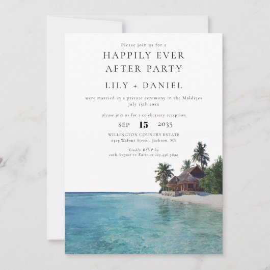 Happily Ever After Tropical Beach Wedding Kaart (Voorkant)