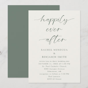 Happily Ever After Trouw Sage Groene Elegante Kaart