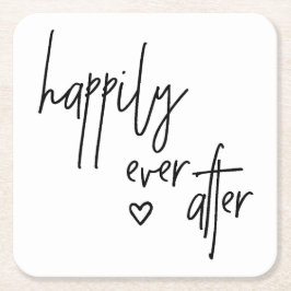 Happily Ever After Trouwkousen Vierkante Kartonnen Onderzetter