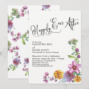 Happily Ever After Watercolor Wildebloemen Ontvang Kaart