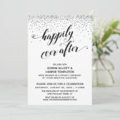 Happily Ever Ever Hearts Script Zilveren Confetti Kaart (Staand voorkant)