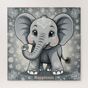 Happiness Baby Elephant AI Fantasy Digitale Kunst Legpuzzel