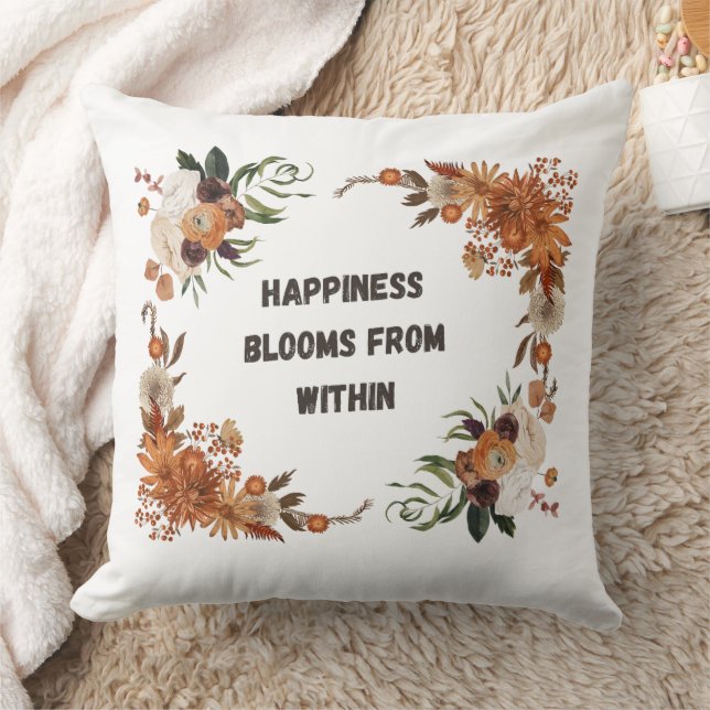Happiness Blooms Within: Floral Positivity Art Kussen (Deken)
