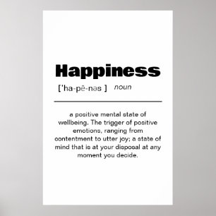 Happiness Definition Poster - Inspirerend wand A