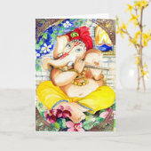 Happiness Ganesh Wenskaart Kaart (Gele Bloem)