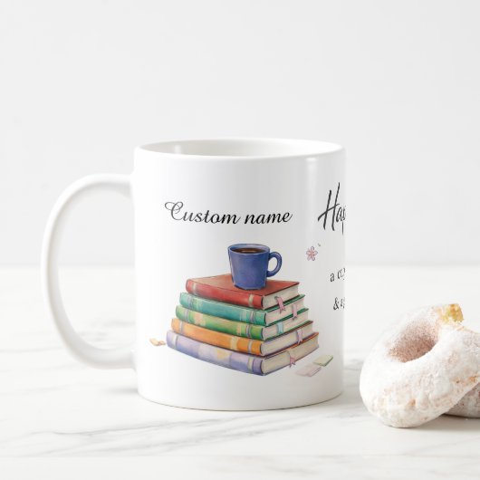 Happiness Is a Cup of Coffee & a Good Book Mug  (Avec donut)