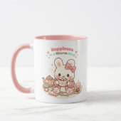 Happiness is a Warm Mug Cute Bunny Rabbit Pink (Gauche)