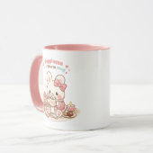 Happiness is a Warm Mug Cute Bunny Rabbit Pink Mok (Voorkant links)