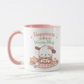 Happiness is a Warm Mug Cute Puppy Dog Pink Mug (Gauche)