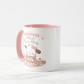 Happiness is a Warm Mug Cute Puppy Dog Pink Mug (Devant gauche)