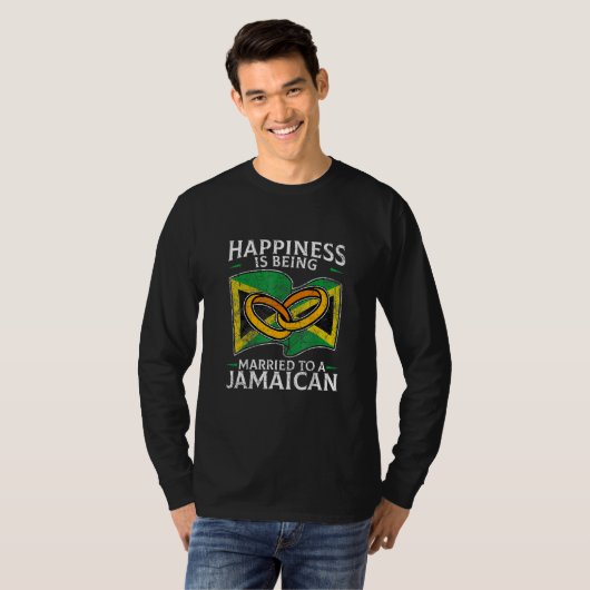 Happiness Is Being Married To A Jamaican Jamaican T-shirt (Voorkant volledig)