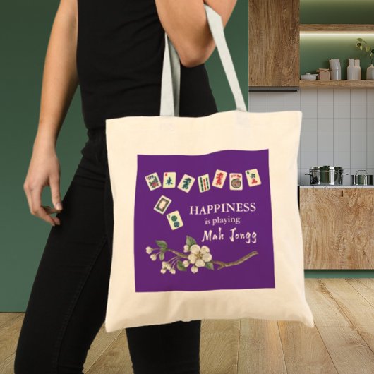 Happiness is het spelen van Mah Jongg met de Meisj Tote Bag