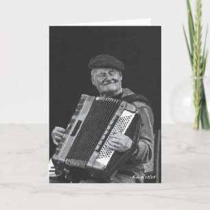 Happiness is Paris, muzikant zwart-wit kunst Kaart
