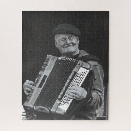 Happiness is Paris, muzikant zwart-wit kunst Legpuzzel