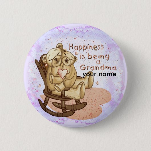 Happiness Oma pin knop Ronde Button 5,7 Cm (Voorkant)