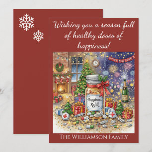 Happiness Refill Pharmacy Nurse Kerstmis Nieuwjaar Kaart