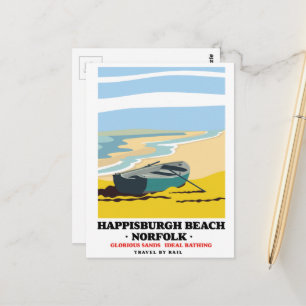 Happisburgh Beach Norfolk reisposter Briefkaart