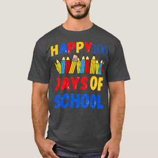 Happy100 Dagen kleurrijke schoolpotloden T-shirt