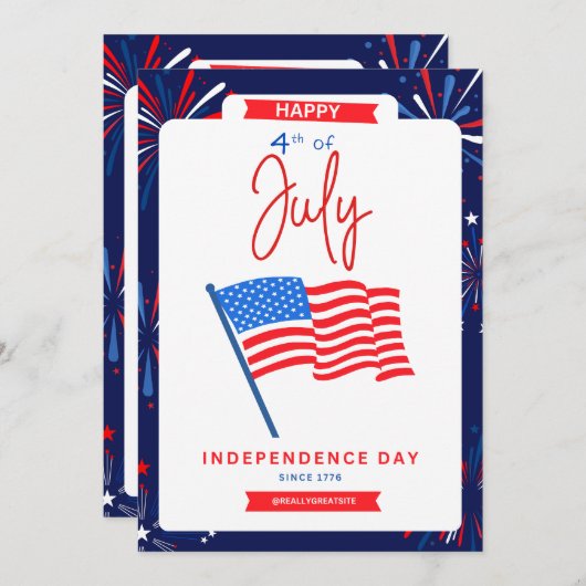 #Happy4*ofJulyIndependenceDayFlatHolidayCard Feestdagenkaart (Voorkant / Achterkant)