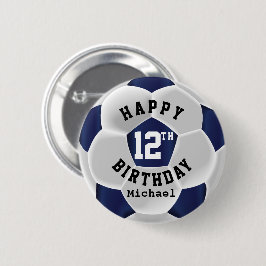 Happy 00th Birthday - donkerblauw Voetbal Ronde Button 5,7 Cm