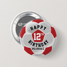 Happy 00th Birthday - rood Voetbal Ronde Button 5,7 Cm