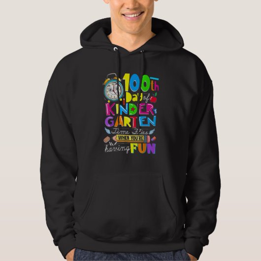 Happy 100 Days Of Kindergarten School Teachers Kid Hoodie (Voorkant)