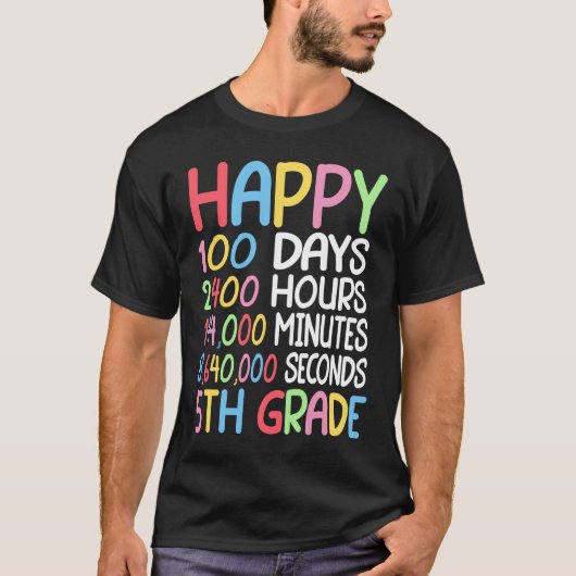 Happy 100 Days Of School 5th Grade Student Math Te T-shirt (Voorkant)