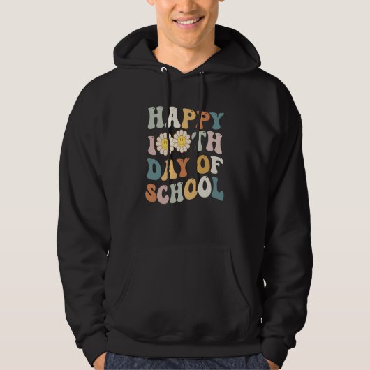Happy 100 Days of School for Teacher Retro Groovy  Hoodie (Voorkant)