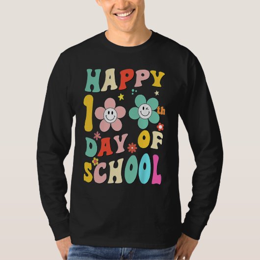 happy 100 Days Of school groovy 100th day school T T-shirt (Voorkant)