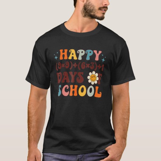 Happy 100 Days Of School Math Formula Groovy Retro T-shirt (Voorkant)