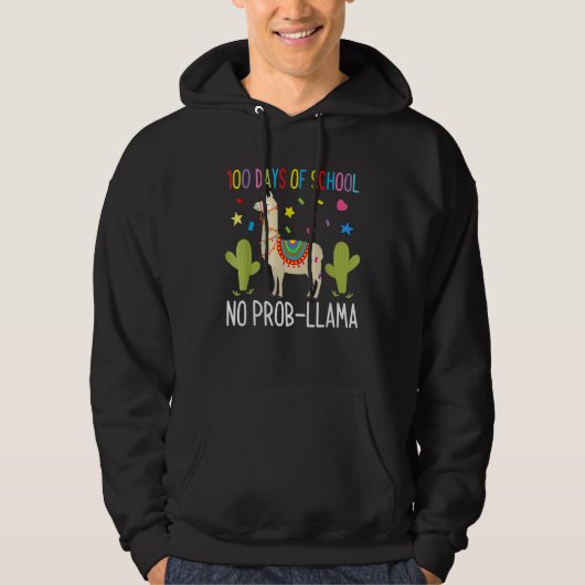 Happy 100 Days Of School No Probllama Shirt Llama  (Voorkant)