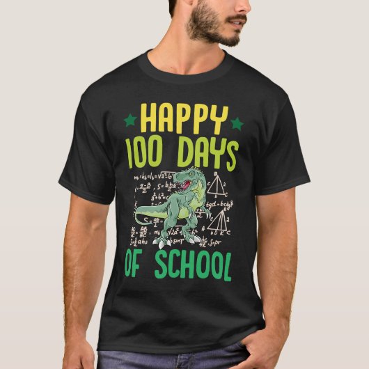 Happy 100 Days Of School Rex Dinosaur Math Teacher T-shirt (Voorkant)