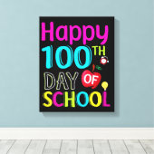 Happy-100-de-dag-van-school Canvas Afdruk (Insitu (Houten vloer))