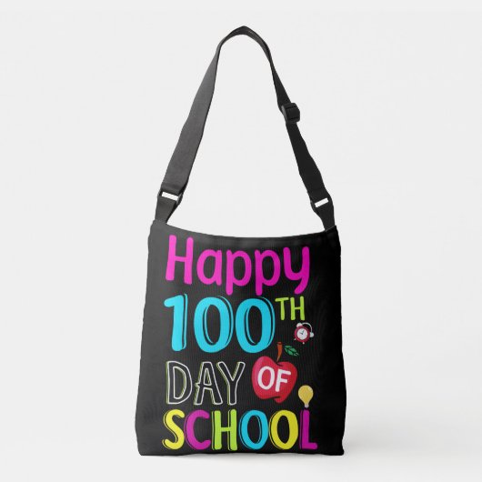 Happy-100-de-dag-van-school Crossbody Tas (Voorkant)