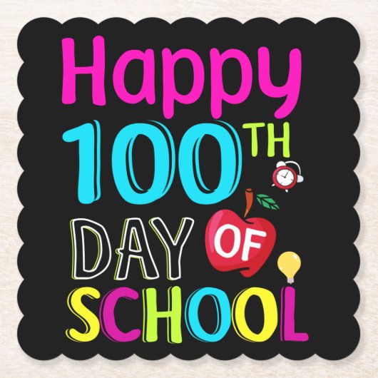 Happy-100-de-dag-van-school Kartonnen Onderzetters (Voorkant)