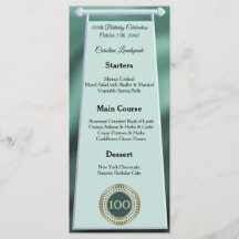 Happy 100th Birthday Green Glitter Folie Menu