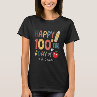 Happy 100th Day of 1st grade Teacher black T-shirt