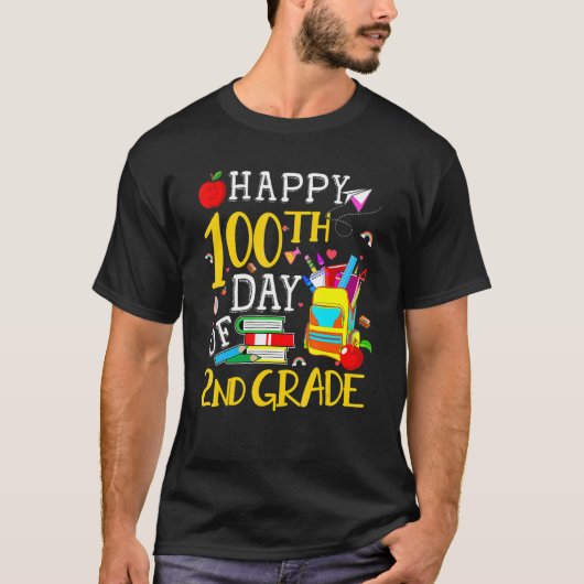 Happy 100th Day Of 2nd Grade Second Grade Teacher T-shirt (Voorkant)