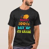 Happy 100th Day of 4th Grade Teacher Student Retro T-shirt (Voorkant)