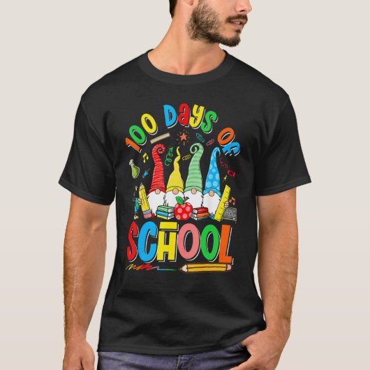 Happy 100th Day Of School Three Gnomes Virtual Tea T-shirt (Voorkant)