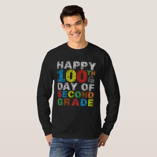 Happy 100th Day of Second Grade Gift 2nd Class Sch T-shirt (Voorkant volledig)
