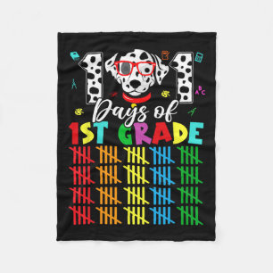 Happy 101 Days School 1st Grade Dog 100 dagen Smar Fleece Deken