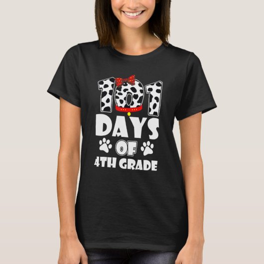 Happy 101 Days School 4th Grade Dog 100 Days Smart T-shirt (Voorkant)