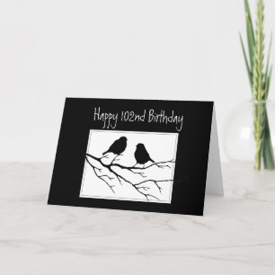 Happy 102nd, One Hundred Second Birthday Two Birds Kaart